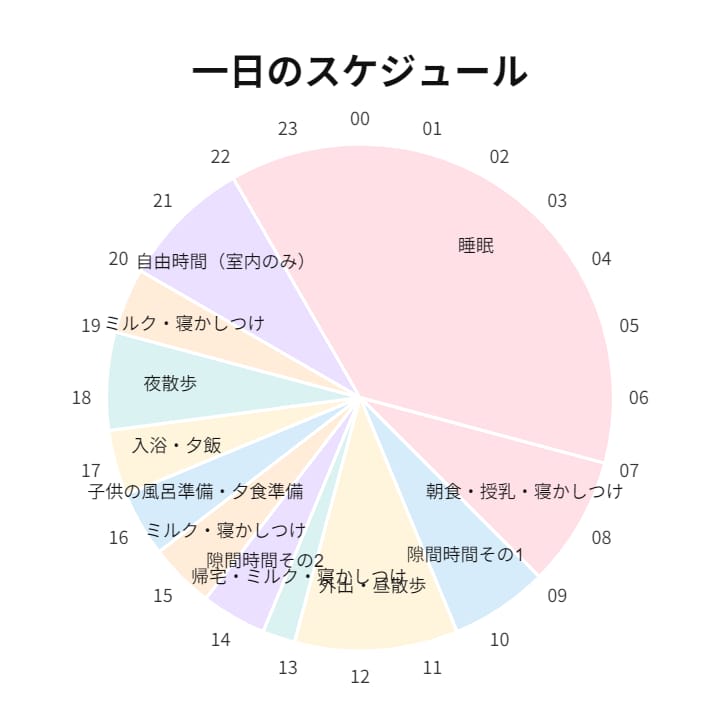 1日のスケジュール円グラフ