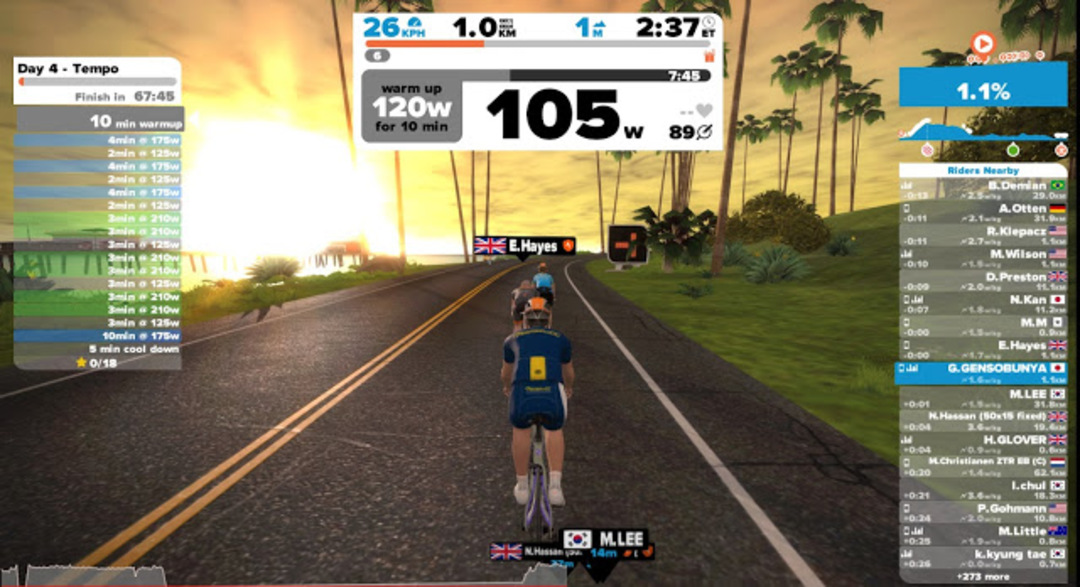 Zwiftで始めるパワートレーニング4日目 – 6wks FTP builder Week 1 Day 4