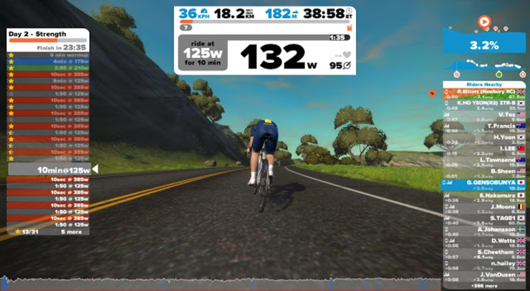 Zwiftで始めるパワートレーニング7日目 – 6wks FTP builder Week 2 Day 2