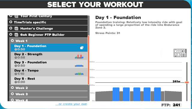 Zwiftで始めるパワートレーニング1日目 – 6wks FTP builder Week 1 Day 1